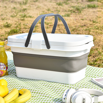 Πτυσσόμενο φορητό καλάθι εξωτερικού χώρου με καπάκι, φορητό πτυσσόμενο καλάθι αποθήκευσης για ανοιξιάτικες επιδημίες, καλάθι παντοπωλείου, καλάθι αποθήκευσης για πικνίκ