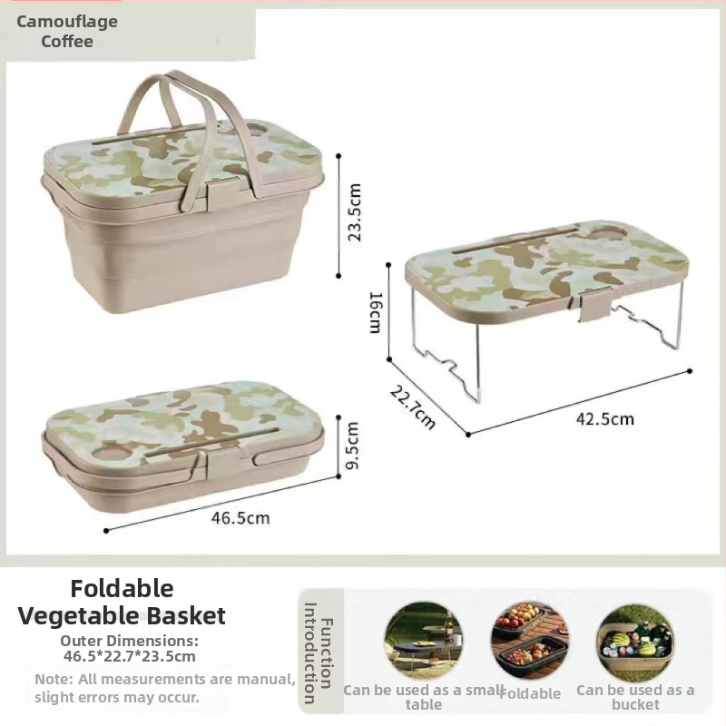 Sulankstomas lauko nešiojamas krepšys su dangčiu Nešiojamas sulankstomas spyruoklinis laikymo krepšys Maisto prekių krepšelis Iškylų krepšelis