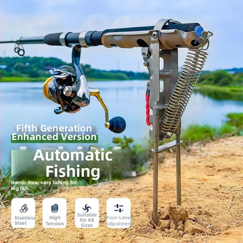 Nerūdijančio plieno automatinė žvejybos meškerė, įdedama į žemę, jūrinės meškerės laikiklis, meškerės svirtis, lakuota meškerė, atšokančios meškerės laikiklis, metimo meškerė