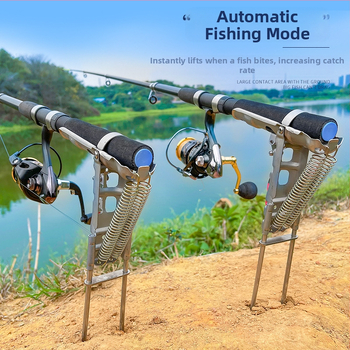 Nerūdijančio plieno automatinė žvejybos meškerė, įdedama į žemę, jūrinės meškerės laikiklis, meškerės svirtis, lakuota meškerė, atšokančios meškerės laikiklis, metimo meškerė