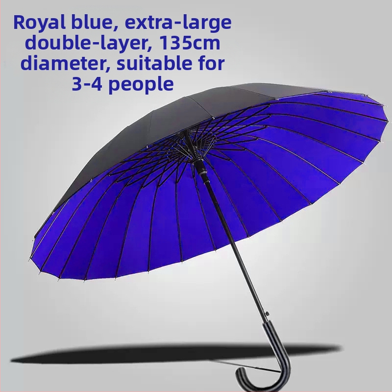 24-dielny automatický dáždnik s dvojitým hákom a rovnou tyčou, veľkoobchodný slnečný dáždnik, reklamný dáždnik na mieru, vetruodolný, obchodný dáždnik s dlhou rukoväťou