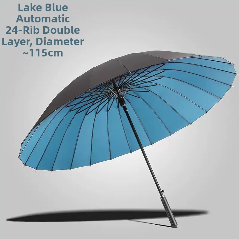 24-dielny automatický dáždnik s dvojitým hákom a rovnou tyčou, veľkoobchodný slnečný dáždnik, reklamný dáždnik na mieru, vetruodolný, obchodný dáždnik s dlhou rukoväťou