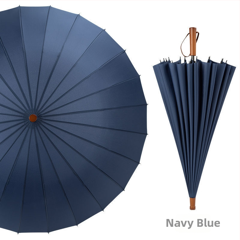 24-dielny automatický dáždnik s dvojitým hákom a rovnou tyčou, veľkoobchodný slnečný dáždnik, reklamný dáždnik na mieru, vetruodolný, obchodný dáždnik s dlhou rukoväťou