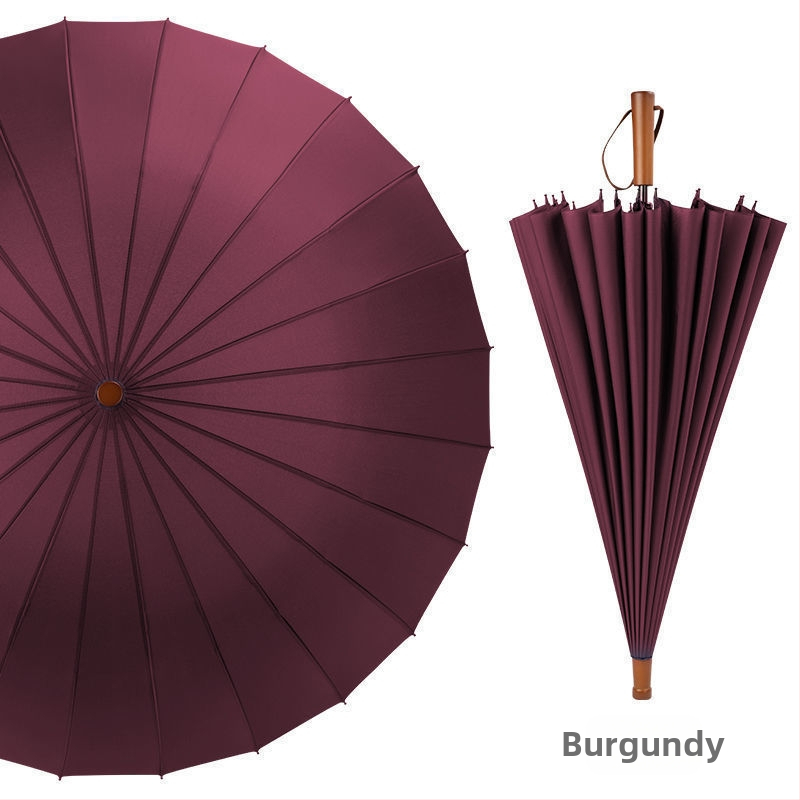 24-dielny automatický dáždnik s dvojitým hákom a rovnou tyčou, veľkoobchodný slnečný dáždnik, reklamný dáždnik na mieru, vetruodolný, obchodný dáždnik s dlhou rukoväťou