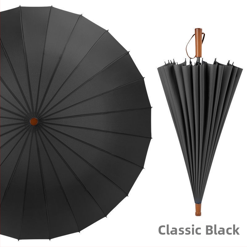 24-dielny automatický dáždnik s dvojitým hákom a rovnou tyčou, veľkoobchodný slnečný dáždnik, reklamný dáždnik na mieru, vetruodolný, obchodný dáždnik s dlhou rukoväťou