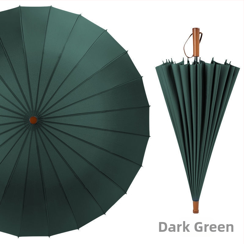 24-dielny automatický dáždnik s dvojitým hákom a rovnou tyčou, veľkoobchodný slnečný dáždnik, reklamný dáždnik na mieru, vetruodolný, obchodný dáždnik s dlhou rukoväťou