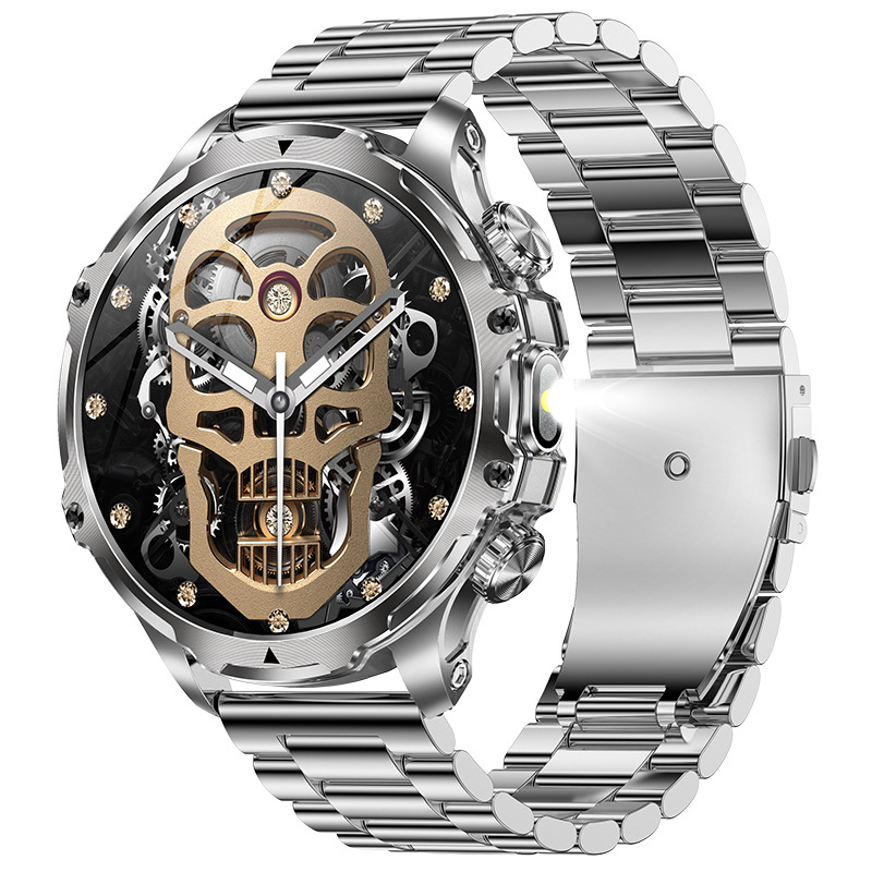 Трансграничен нов смарт часовник Ak75 с Bluetooth обаждане, измерване на пулса, кръвен кислород, кръвно налягане, външен, тристранен, мъжки фото часовник