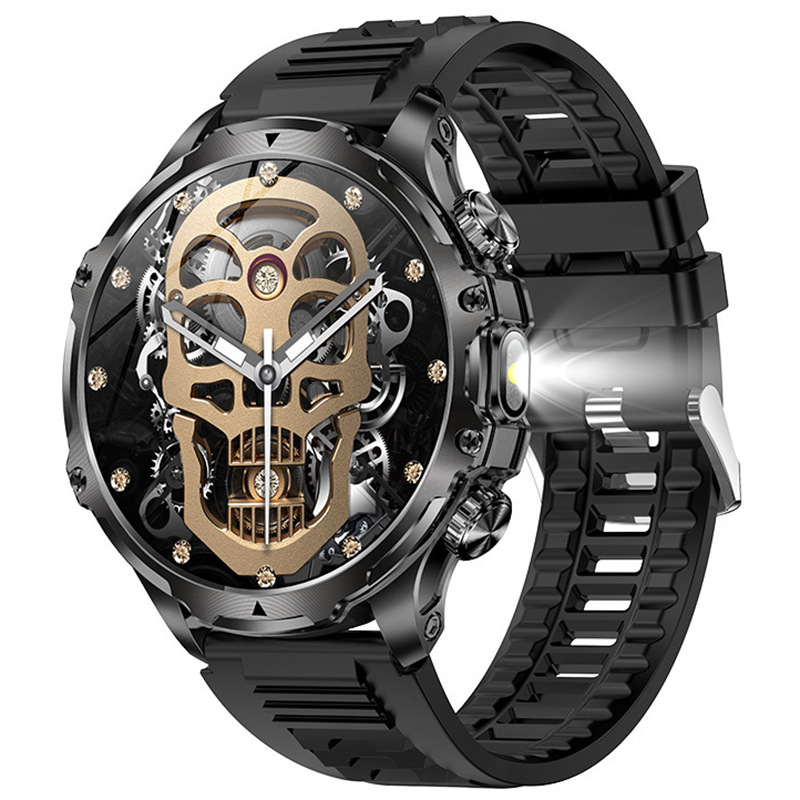 Трансграничен нов смарт часовник Ak75 с Bluetooth обаждане, измерване на пулса, кръвен кислород, кръвно налягане, външен, тристранен, мъжки фото часовник