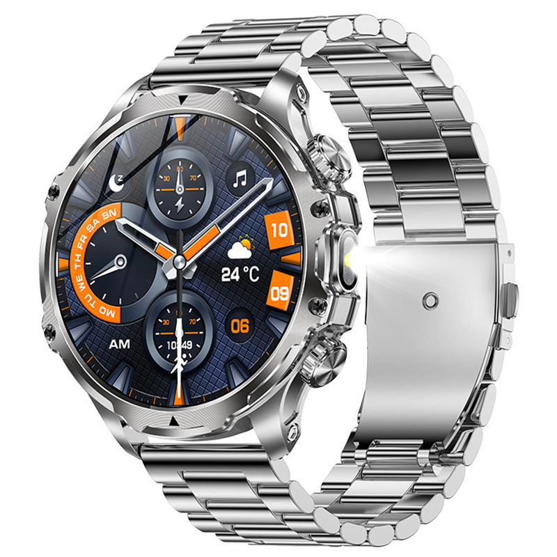 Трансграничен нов смарт часовник Ak75 с Bluetooth обаждане, измерване на пулса, кръвен кислород, кръвно налягане, външен, тристранен, мъжки фото часовник