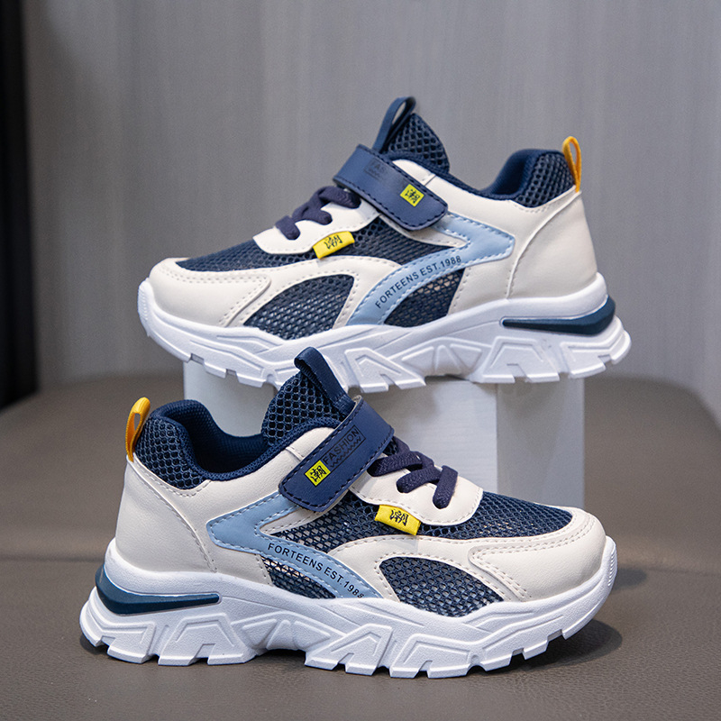 Zēnu apavi 2024. gada vasaras sieta apavi lieliem bērniem, elpojošiem sieta virsmas vasaras viena sieta dobiem bērnu sporta apaviem Tide