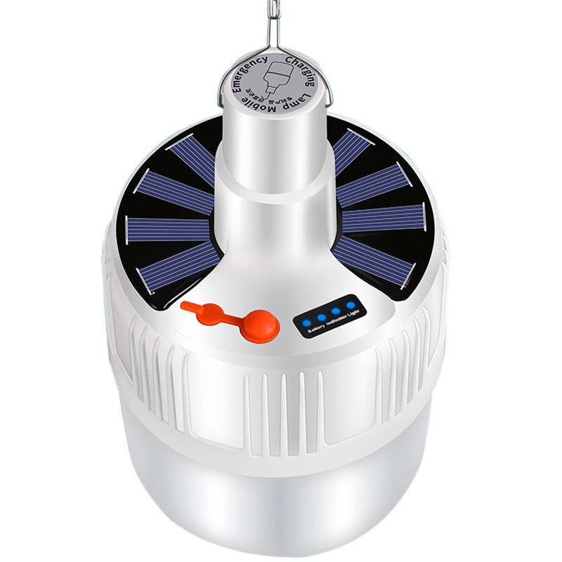 Saulės energija įkraunamas LED avarinis apšvietimas Naktinio turgaus mobiliojo prekystalio kempingo šviestuvas Lauko apšvietimas Pakabinamas šviestuvas Nuotolinio valdymo lemputė