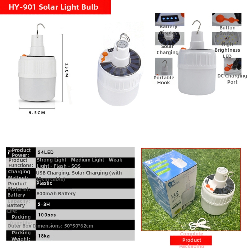 Saulės energija įkraunamas LED avarinis apšvietimas Naktinio turgaus mobiliojo prekystalio kempingo šviestuvas Lauko apšvietimas Pakabinamas šviestuvas Nuotolinio valdymo lemputė