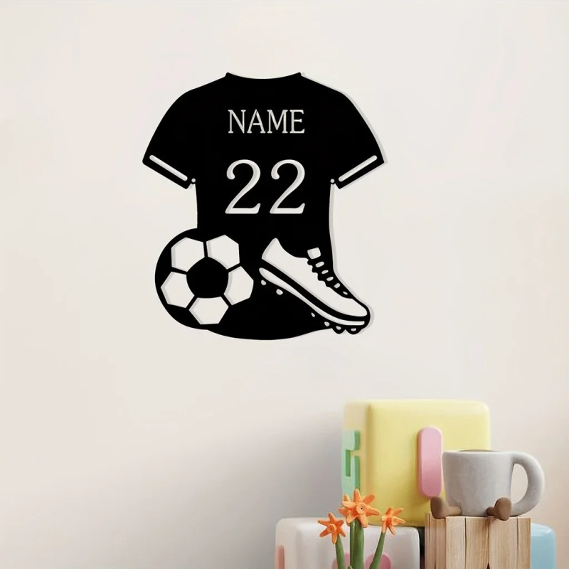 1 vnt. kaltinės geležies silueto amerikietiško futbolo marškinėlių vardo numerio sienų dekoracija, išpardavimas pasienyje