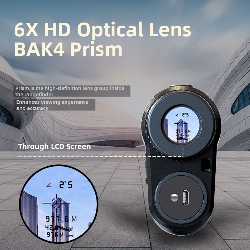 Лазерен далекомер, телескоп, високопрецизен ръчен измервател на разстояние, инфрачервена електронна линийка, за външен голф, за външен монтаж