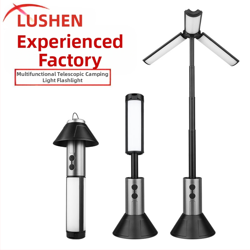 Piiriülene uus multifunktsionaalne välistingimustes kasutatav teleskooplambi kronstein telkimislamp laagri atmosfäärilamp telkimislamp tugev taskulamp