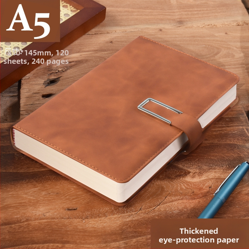 Σημειωματάριο από παχύ δέρμα με αγκράφα για επιχειρηματίες, απλούς φοιτητές, 5 βιβλία για συσκέψεις