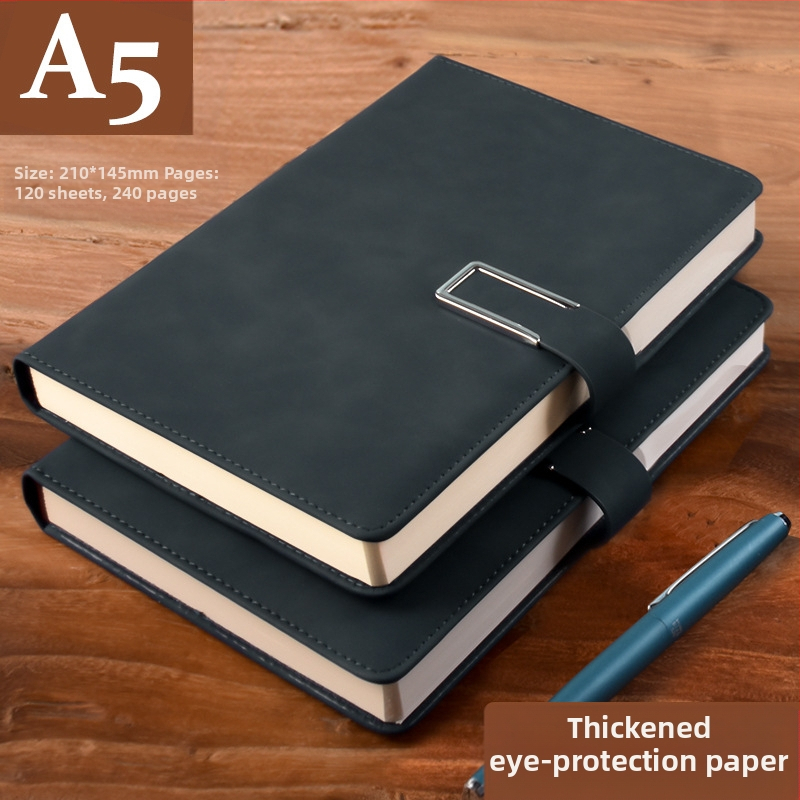 Σημειωματάριο από παχύ δέρμα με αγκράφα για επιχειρηματίες, απλούς φοιτητές, 5 βιβλία για συσκέψεις