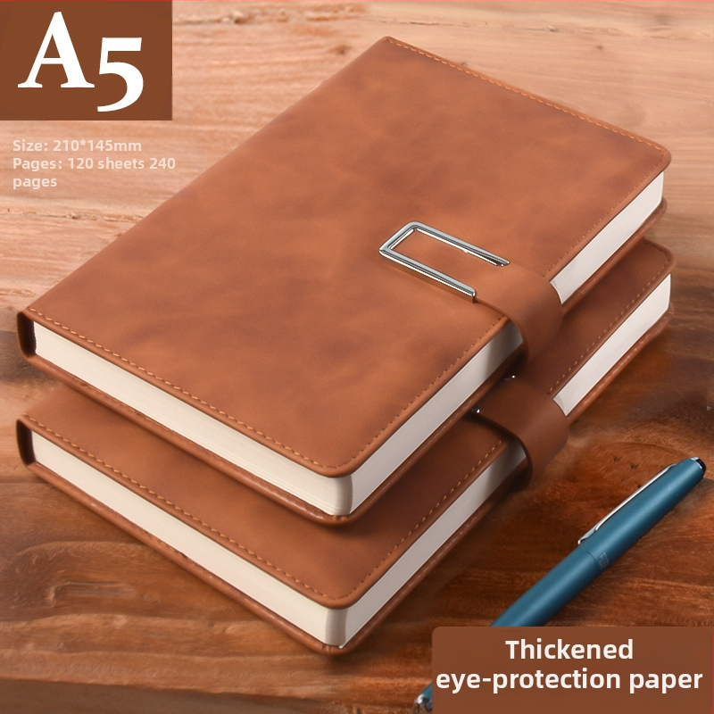 Σημειωματάριο από παχύ δέρμα με αγκράφα για επιχειρηματίες, απλούς φοιτητές, 5 βιβλία για συσκέψεις