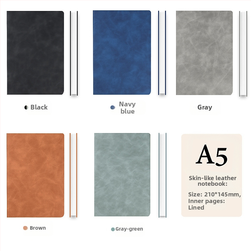 Σημειωματάριο από παχύ δέρμα με αγκράφα για επιχειρηματίες, απλούς φοιτητές, 5 βιβλία για συσκέψεις