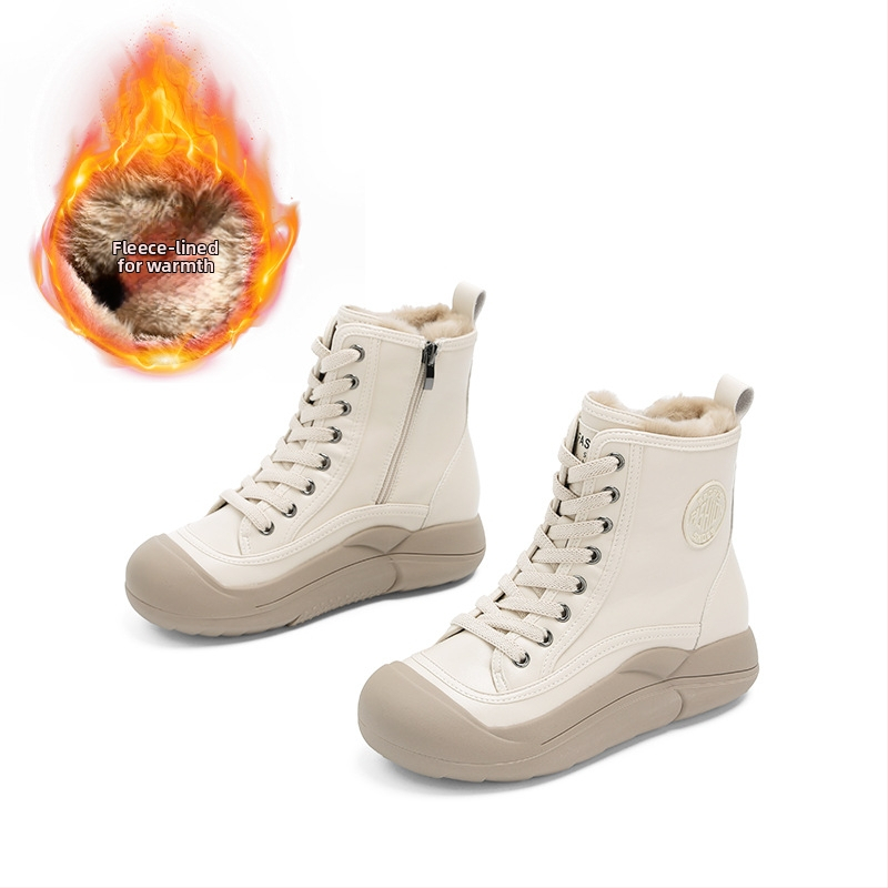 Bijele cipele od zečjeg krzna za žene, zima 2025., nove visoke sportske tenisice s debelim potplatom, ženske cipele, retro svestrane, tople ženske cipele