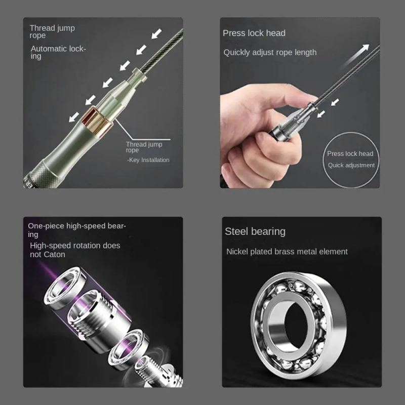 Topeltlaagriga iselukustuv hüppenöör, sinisest kullast võrgust, silikoonist alumiiniumsulamist käepide, prinditav, laseriga isetehtud disain