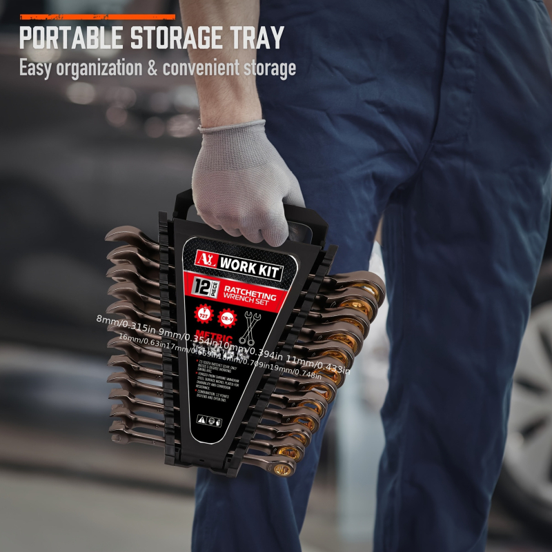 E-kaubanduse 12-osaline meetriliste mutrivõtmete komplekt, kroomvanaadiumteras