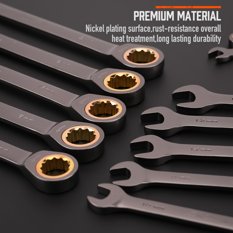 Комплект от 12 фиксирани метрични гаечни ключове, хром-ванадиева стомана, за електронна търговия