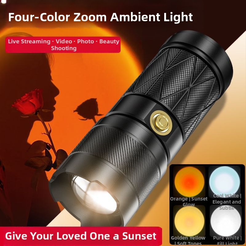 S-51 keturių šviesos šaltinių nešiojamas žibintuvėlis fotografijai su užpildančia šviesa, didmeninė prekyba nauju įkraunamu USB žibintuvėliu