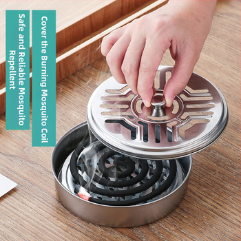 Sustorinta nerūdijančio plieno uodų smilkalų dėžutė, padidinta su dangteliu, buitinė uodų smilkalų lėkštė, uodų smilkalų lentynėlė su pilka plokštele, atspari ugniai, kūrybinė sandalmedžio viryklė