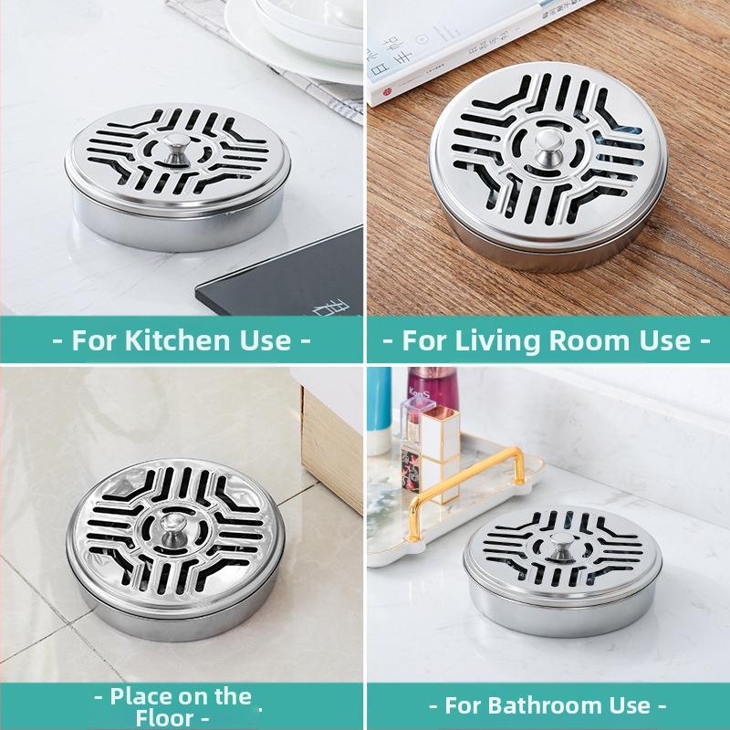 Удебелена кутия за тамян против комари от неръждаема стомана, увеличете с капак, домакинска чиния за тамян против комари, стойка за тамян против комари със сива чиния, огнеупорна креативна печка от сандалово дърво