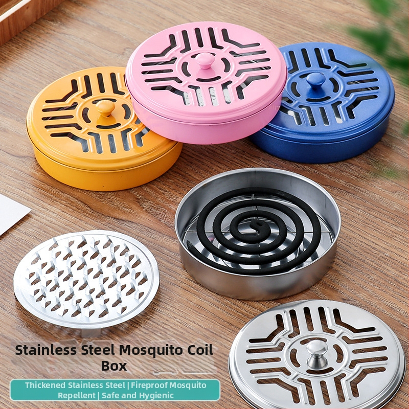 Sustorinta nerūdijančio plieno uodų smilkalų dėžutė, padidinta su dangteliu, buitinė uodų smilkalų lėkštė, uodų smilkalų lentynėlė su pilka plokštele, atspari ugniai, kūrybinė sandalmedžio viryklė