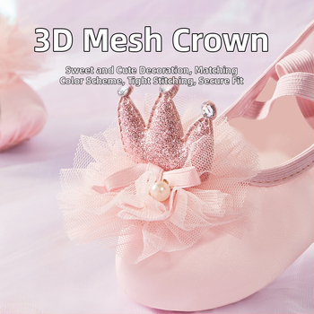 Šokių bateliai vaikiški moteriški baleto trimačiai tinkliniai bateliai su vainiko formos katino nagais, pavasario ir vasaros nauji atlasiniai sportiniai bateliai sandėlyje