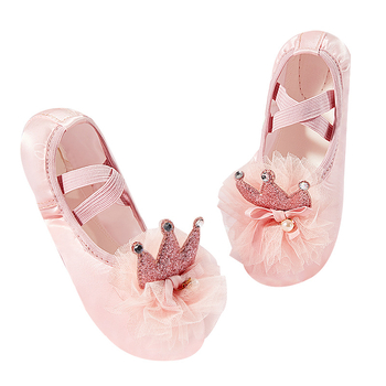 Šokių bateliai vaikiški moteriški baleto trimačiai tinkliniai bateliai su vainiko formos katino nagais, pavasario ir vasaros nauji atlasiniai sportiniai bateliai sandėlyje