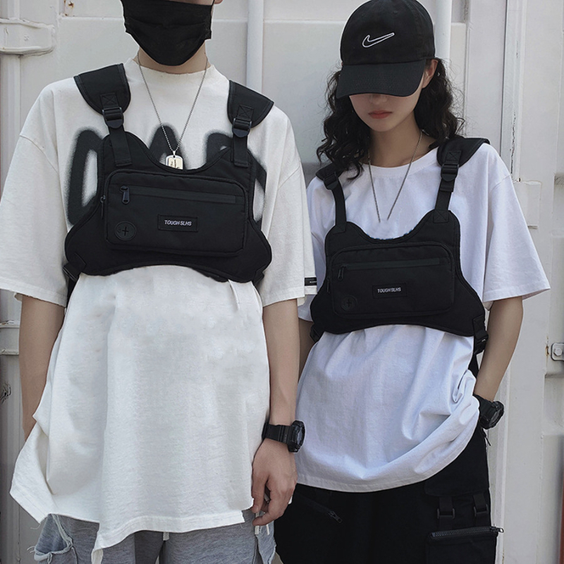 Piiriülene tänava meeste ja naiste rinnakott uus funktsionaalne tööriistakomplekt taktikaline kott mood vest paaridele jooksuspordikott