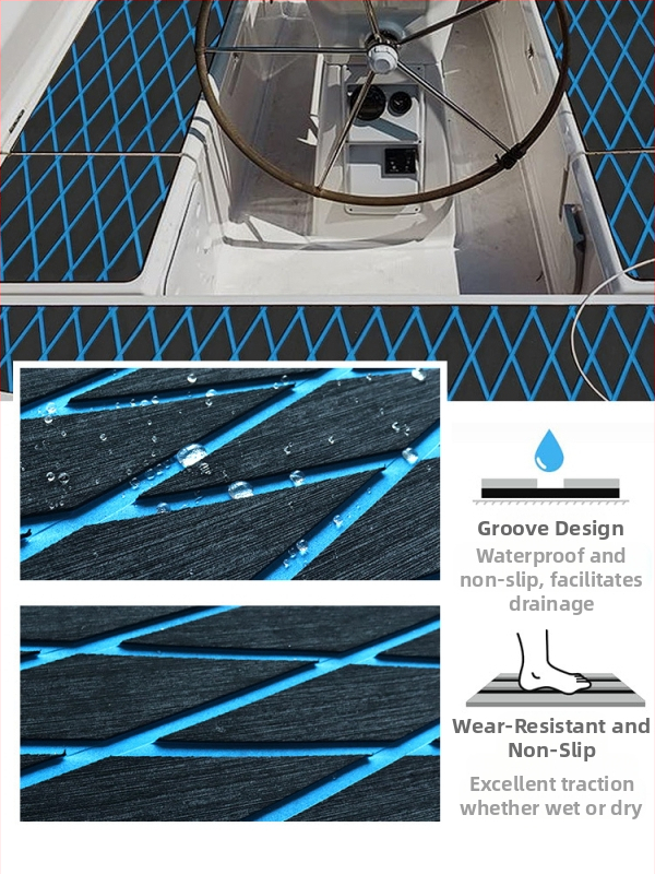 Противоплъзгаща се подова настилка за яхта, противоплъзгаща защитна подложка за крака, аксесоари за каяк, ромб, тик, морска EVA подова постелка