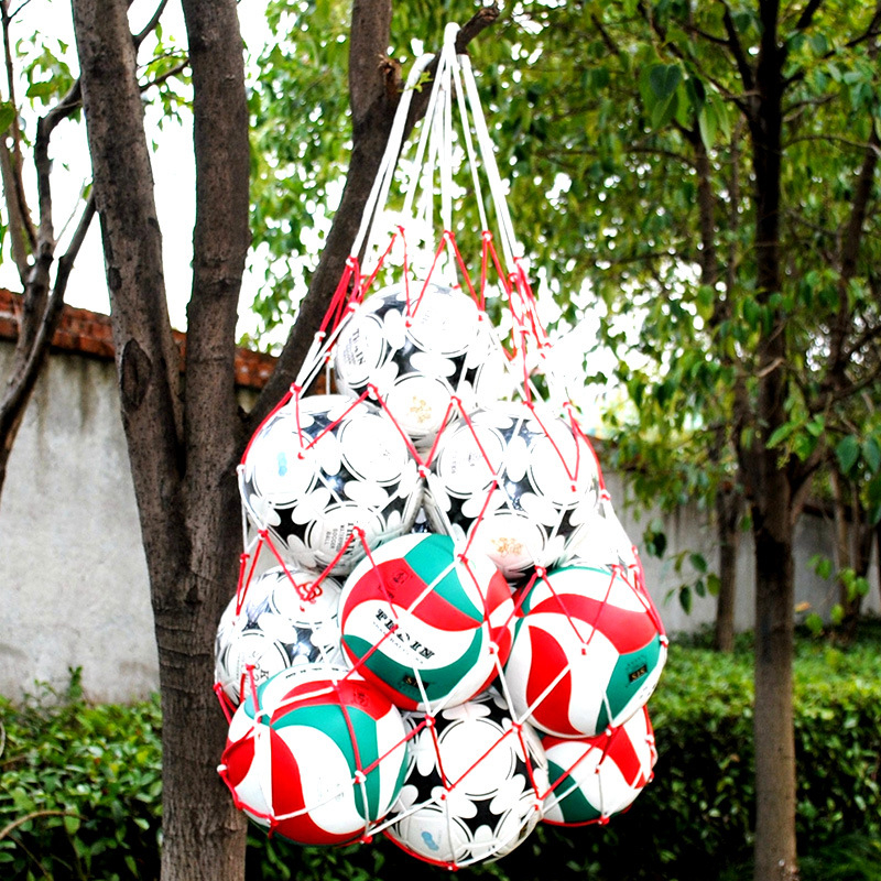 Μεγάλη τσάντα με δίχτυ, τσάντα για μπάλες, τσάντα για μπάσκετ, τσάντα ποδοσφαίρου, επιμήκης, χοντρή τσάντα για μπάλες με δίχτυ, μπορεί να χωρέσει 10 μπάλες