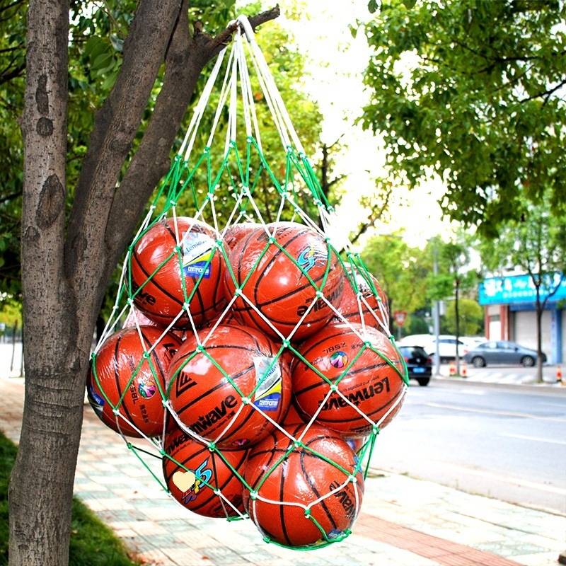 Μεγάλη τσάντα με δίχτυ, τσάντα για μπάλες, τσάντα για μπάσκετ, τσάντα ποδοσφαίρου, επιμήκης, χοντρή τσάντα για μπάλες με δίχτυ, μπορεί να χωρέσει 10 μπάλες