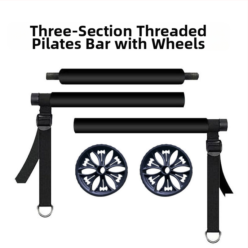 Băț Pilates multifuncțional cu trei secțiuni, pentru antrenament de forță, yoga, fitness, stick, acasă, roată abdominală, coardă de tensiune, costum de fitness