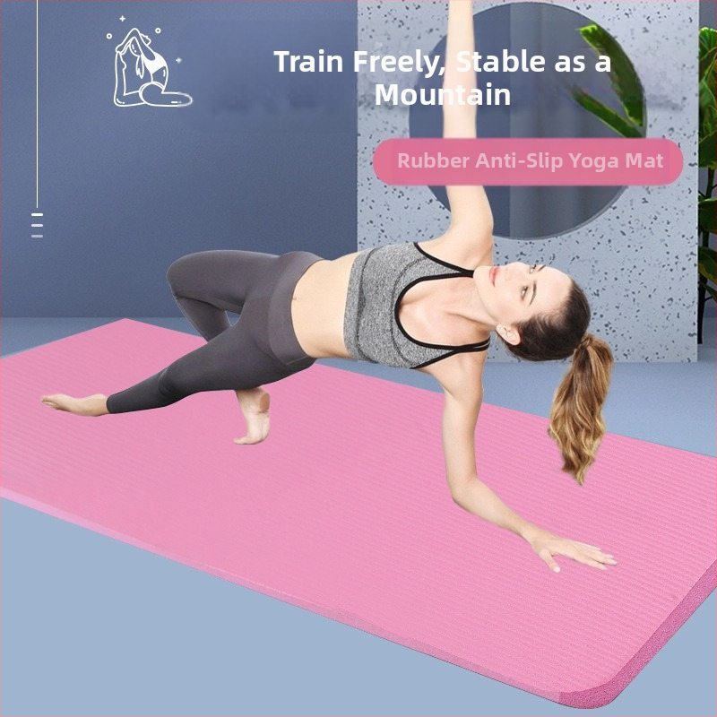 NBR постелка за йога, удебелена, неплъзгаща се, абсорбираща ударите, тиха, разширена и подплатена, постелка за йога за възрастни, мъже и жени, фитнес, гимнастика