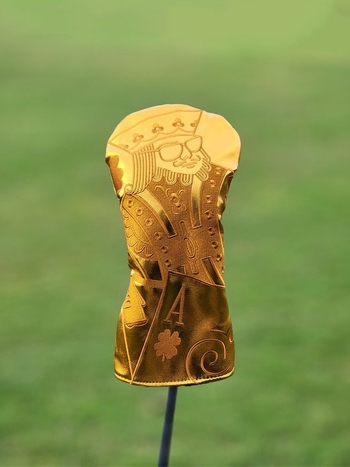 SWAG žaidimo kortų „Golden King“ golfo vežimėlio uždangalas, lazdos uždangalas, laimingas medinis lazdos uždangalas, rutulinės galvutės apsauginis dangtelis