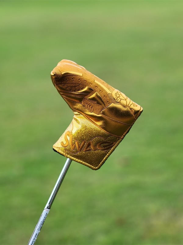 SWAG žaidimo kortų „Golden King“ golfo vežimėlio uždangalas, lazdos uždangalas, laimingas medinis lazdos uždangalas, rutulinės galvutės apsauginis dangtelis