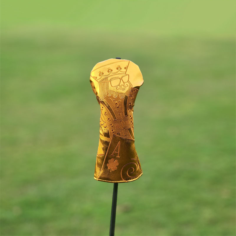 SWAG žaidimo kortų „Golden King“ golfo vežimėlio uždangalas, lazdos uždangalas, laimingas medinis lazdos uždangalas, rutulinės galvutės apsauginis dangtelis