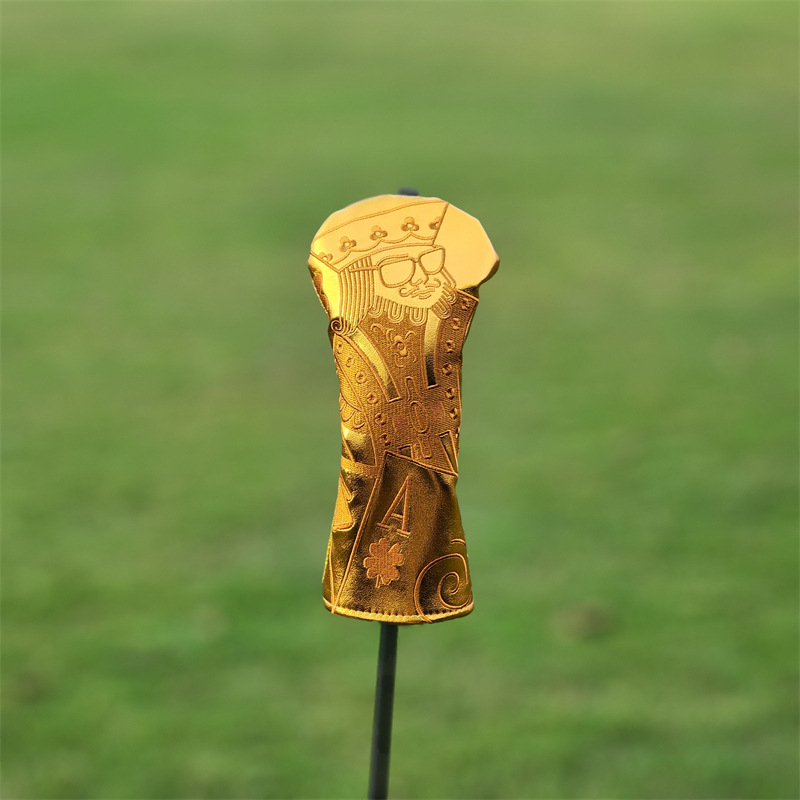 SWAG žaidimo kortų „Golden King“ golfo vežimėlio uždangalas, lazdos uždangalas, laimingas medinis lazdos uždangalas, rutulinės galvutės apsauginis dangtelis