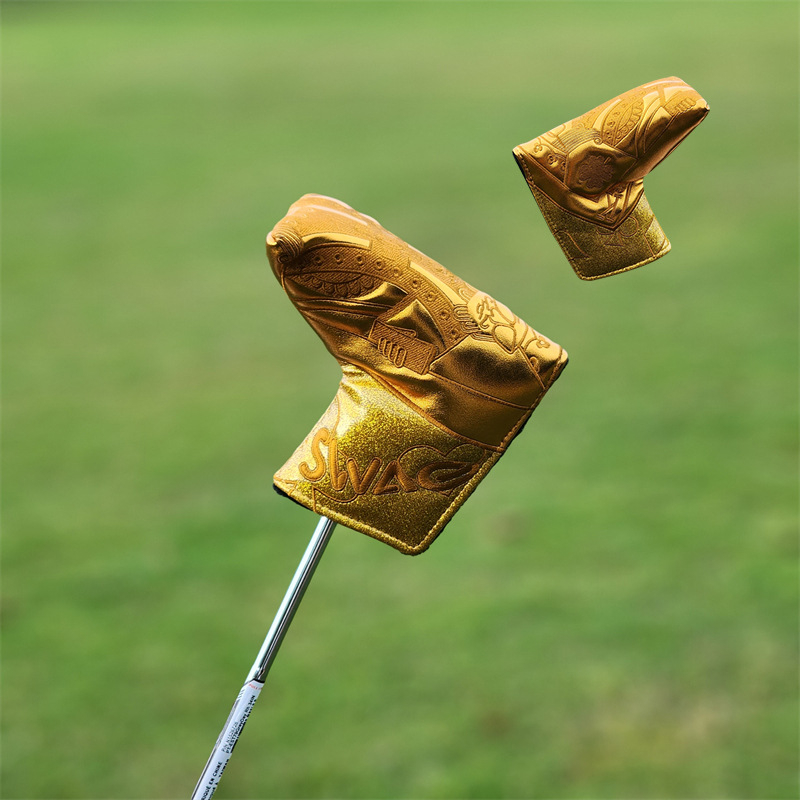 SWAG žaidimo kortų „Golden King“ golfo vežimėlio uždangalas, lazdos uždangalas, laimingas medinis lazdos uždangalas, rutulinės galvutės apsauginis dangtelis