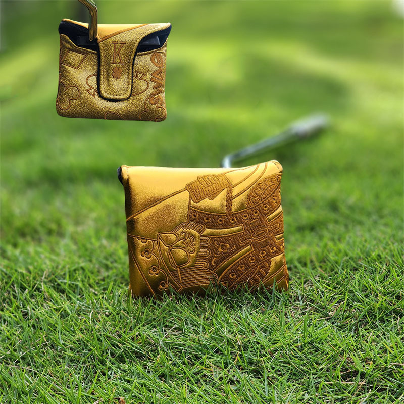 SWAG žaidimo kortų „Golden King“ golfo vežimėlio uždangalas, lazdos uždangalas, laimingas medinis lazdos uždangalas, rutulinės galvutės apsauginis dangtelis