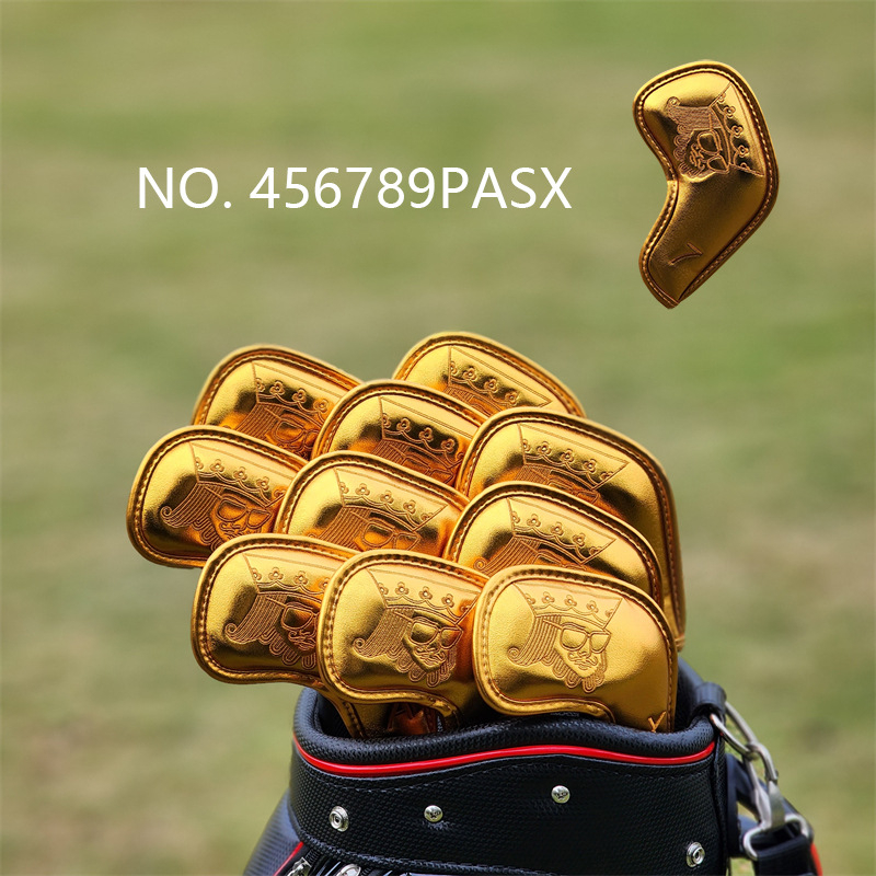 SWAG žaidimo kortų „Golden King“ golfo vežimėlio uždangalas, lazdos uždangalas, laimingas medinis lazdos uždangalas, rutulinės galvutės apsauginis dangtelis