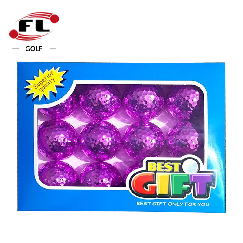 „Fuli Sports Factory“ tiesioginio pardavimo golfo dovanų kamuoliukas, galvanizuotas golfo kamuoliukas, spalvingas dvigubo sluoksnio varžybų kamuoliukas, keturių spalvų