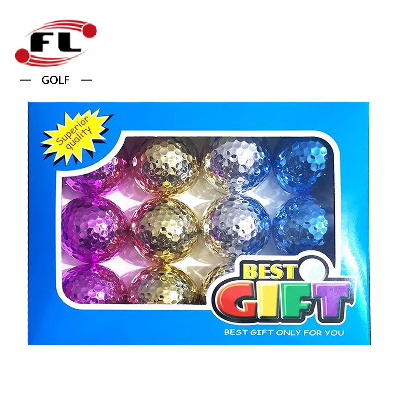 „Fuli Sports Factory“ tiesioginio pardavimo golfo dovanų kamuoliukas, galvanizuotas golfo kamuoliukas, spalvingas dvigubo sluoksnio varžybų kamuoliukas, keturių spalvų