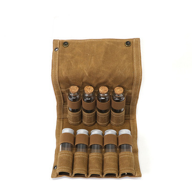 Kültéri kemping piknik hordozható fűszeres palackruha összecsukható viaszos vászon vízálló tárolótáska grill fűszeres táska