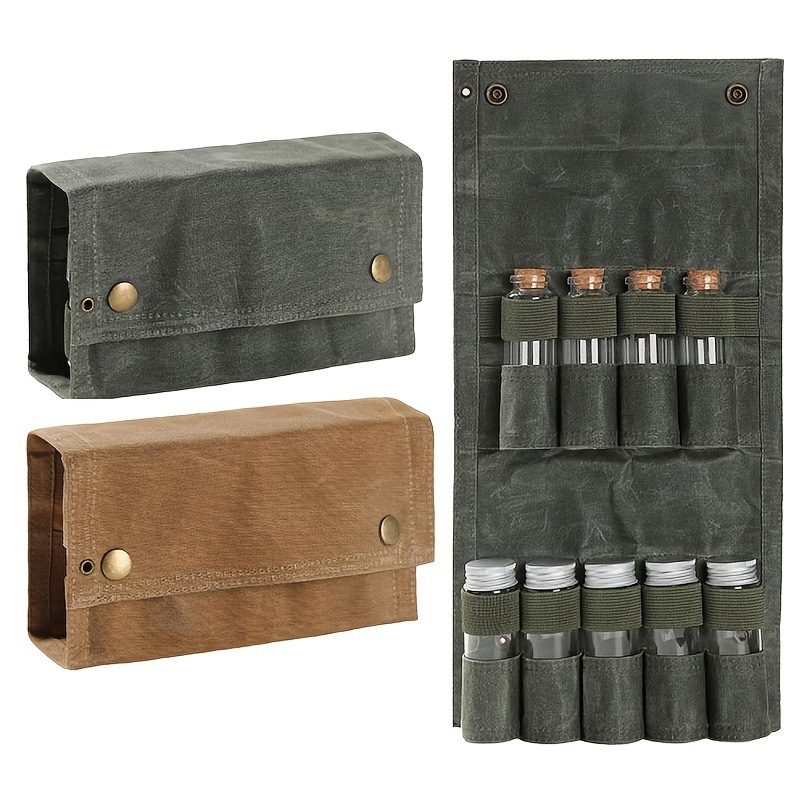 Kültéri kemping piknik hordozható fűszeres palackruha összecsukható viaszos vászon vízálló tárolótáska grill fűszeres táska